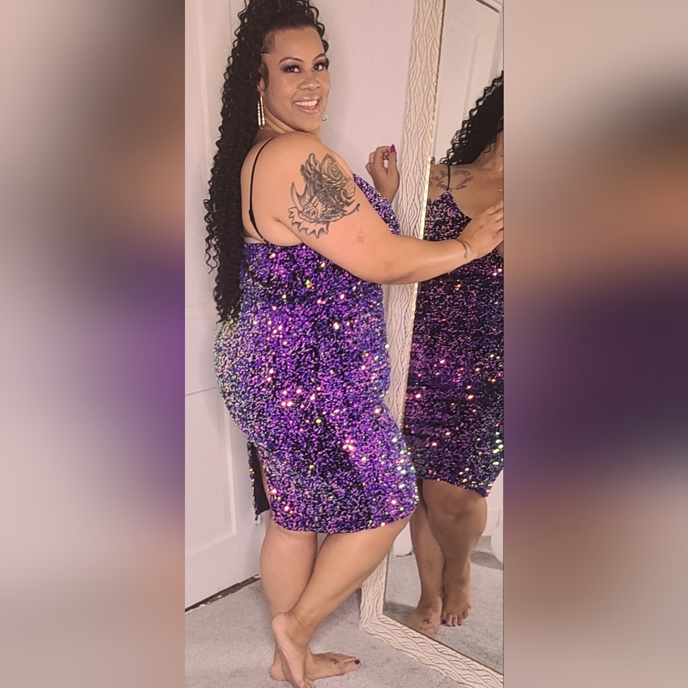 Purple sequin dress